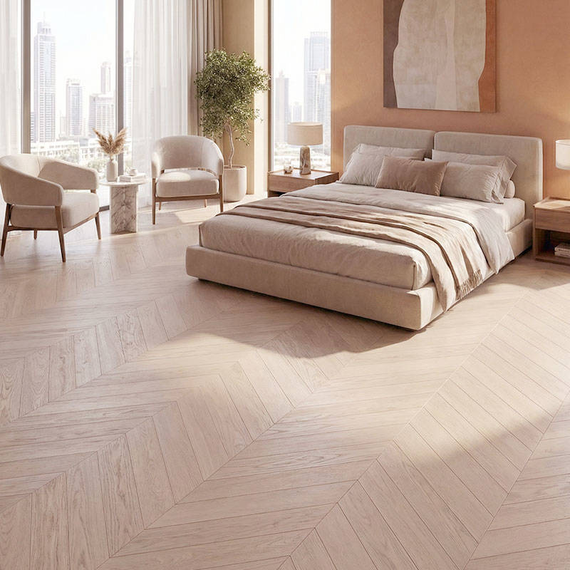 RP Chevron Dove 14 Engineered Wood Flooring Bedroom