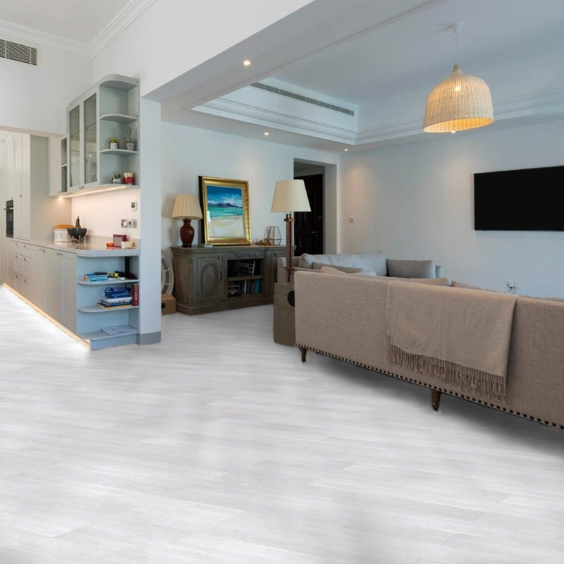 gerbur prime white spruce laminate flooring in lounge space