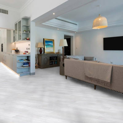 gerbur prime white spruce laminate flooring in lounge space