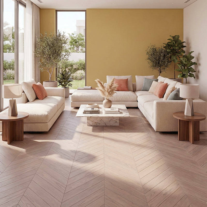 RP Chevron New England 17 Engineered Wood Flooring Waiting Living Room