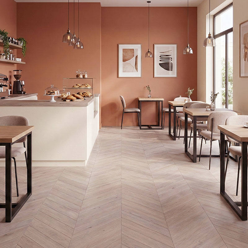 RP Chevron Cask 16 Engineered Wood Flooring Coffee Shop