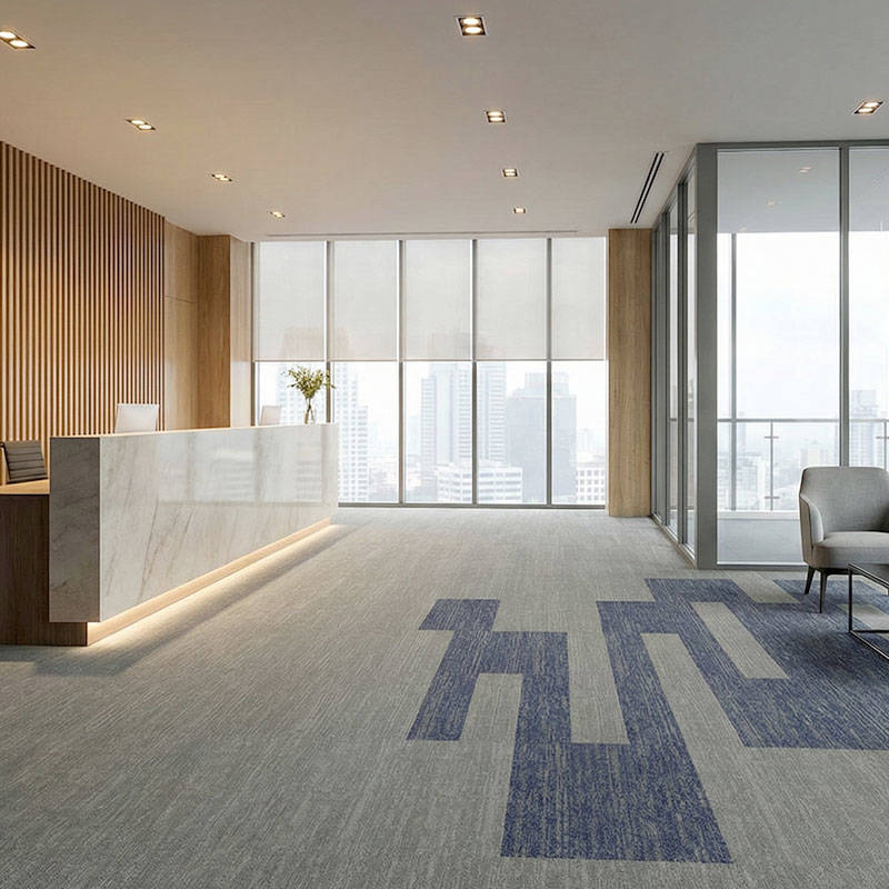 british carpet mills autumn blue and grey carpet in reception lobby area