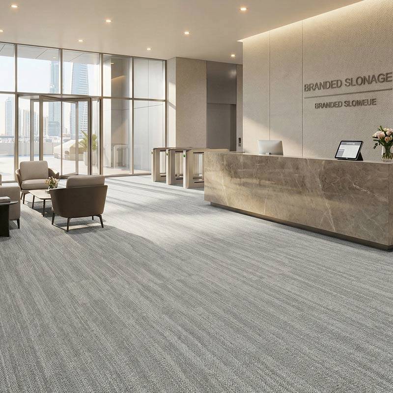 british carpet mills autumn blue and grey carpet in office reception space