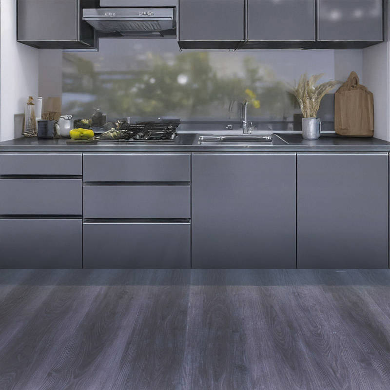 gerbur dark oak stone plastic composite floor in kitchen