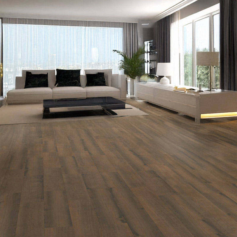gerbur ultra medieval brown oak laminate flooring in spacious modern lounge