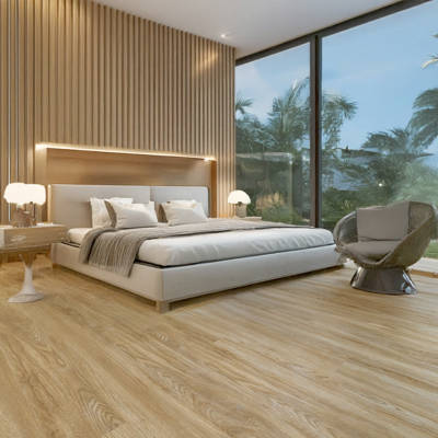 gerbur aqua click washed oak vinyl click flooring in chic bedroom