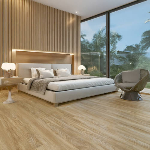 gerbur aqua click washed oak vinyl click flooring in chic bedroom