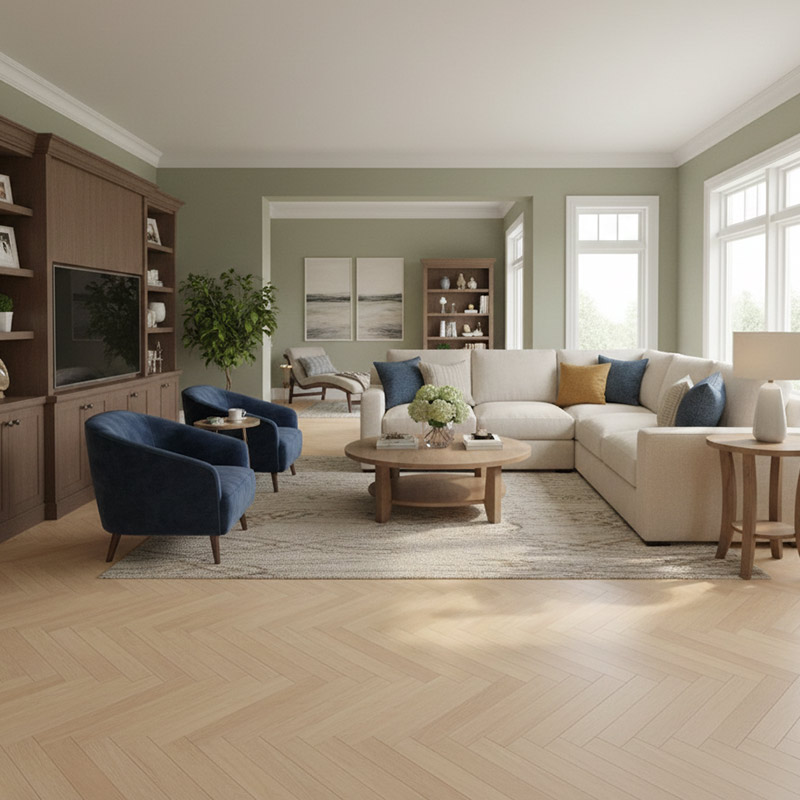royal parquet classic frosted oak parquet herringbone floor in living room