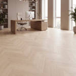 SH Cotton White Engineered Chevron Wood Flooring Office