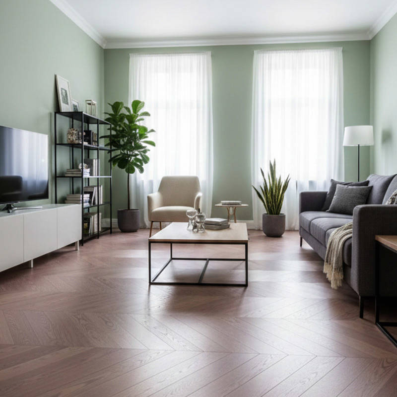 SH Castle Chocolate 07 Engineered Wood Flooring Chevron Livingroom