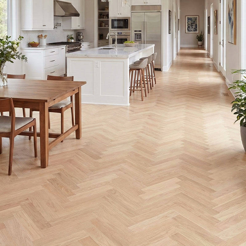 SH Oak 3 Engineered Eternal Herringbone Wood Flooring Kitchen Hallway