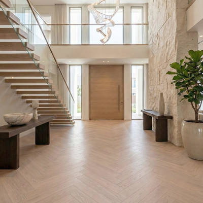 RP Boa Hybrid Herringbone Cedarstone 11 Engineered Wood Flooring Villa Entrance