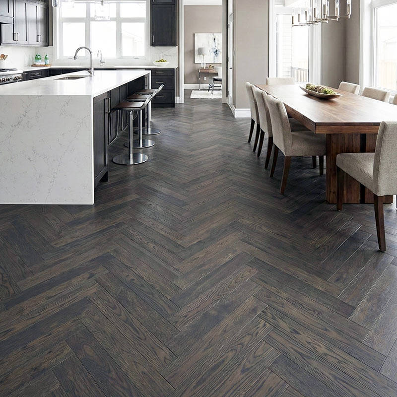 SH Charcoal 10 Engineered Wood Flooring Eternal Herringbone Kitchen Interior
