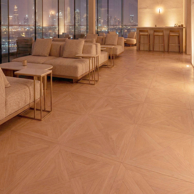 RP Chelsea Square Elegant Wave Cinnamon 21 Cafe Sittingarea Parquetry Wood Flooring