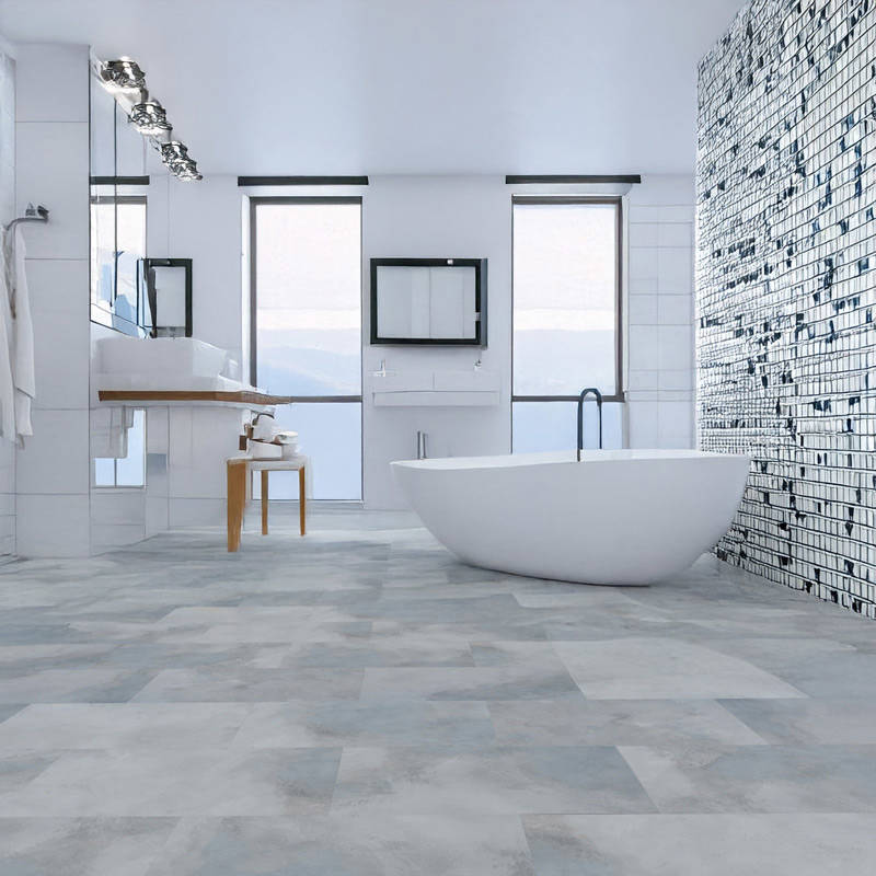 Gerbür Auqa Click Stone JIN GBACST 12 Broom Finish Bathroom Vinyl Click Tiles