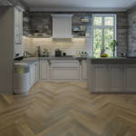 Classic Brown Oak Vinyl Click Herringbone Modern Kitchen