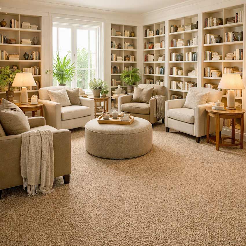 Wall To Wall Carpet For Cozy Reading Lounge With Plush Seating CRP BEAUL OPT 02