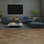 Classic Brown Oak Vinyl Click Herringbone Livingroom