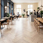 royal parquet chevron classic nordic driftwood parquet flooring in cafe