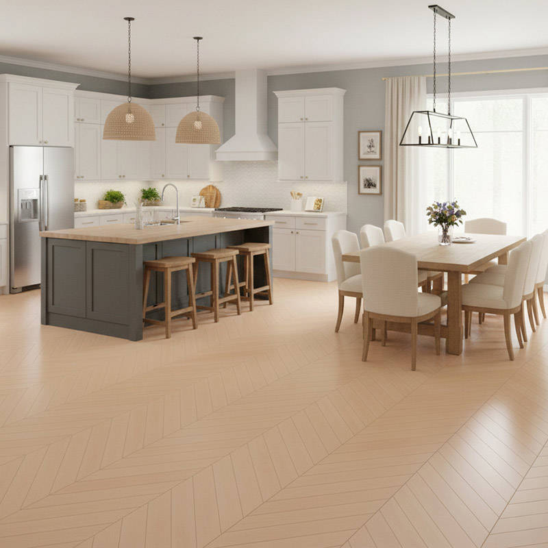 royal parquet chevron classic frosted oak parquet flooring in open plan kitchen