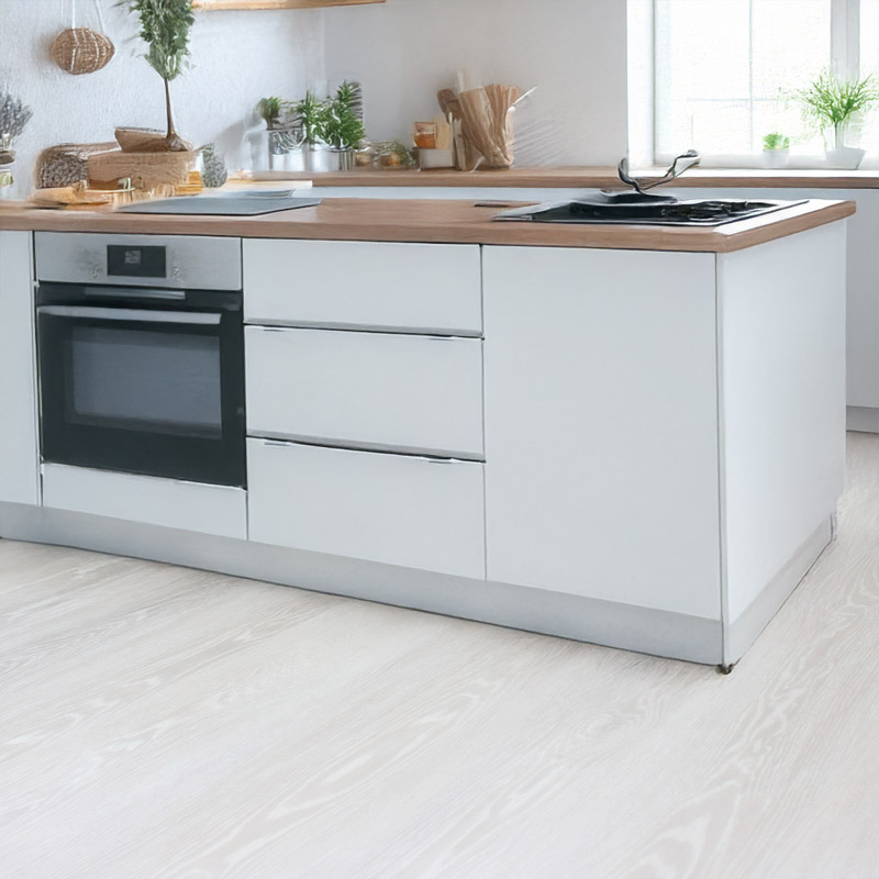 gerbur golden oak stone plastic composite flooring in kitchen