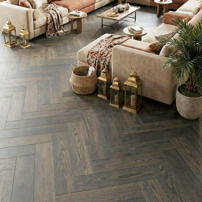 SH Charcoal 10 Engineered Wood Flooring Eternal Herringbone Livingroom Interior