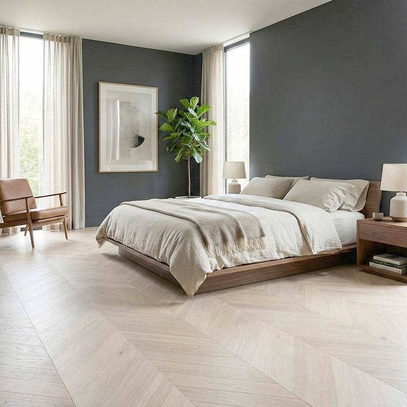 royal parquet chevron classic linen wood parquet flooring in bedroom