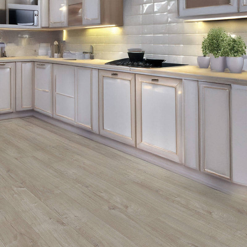 QS Pulse Cotton Oak Warm Grey Vinyl Click Flooring Kitchen
