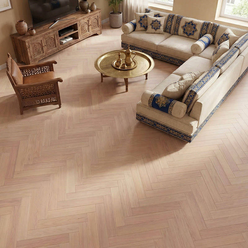 SH Corn Silk 2 Engineered Eternal Herringbone Wood Flooring Familyroom Villa