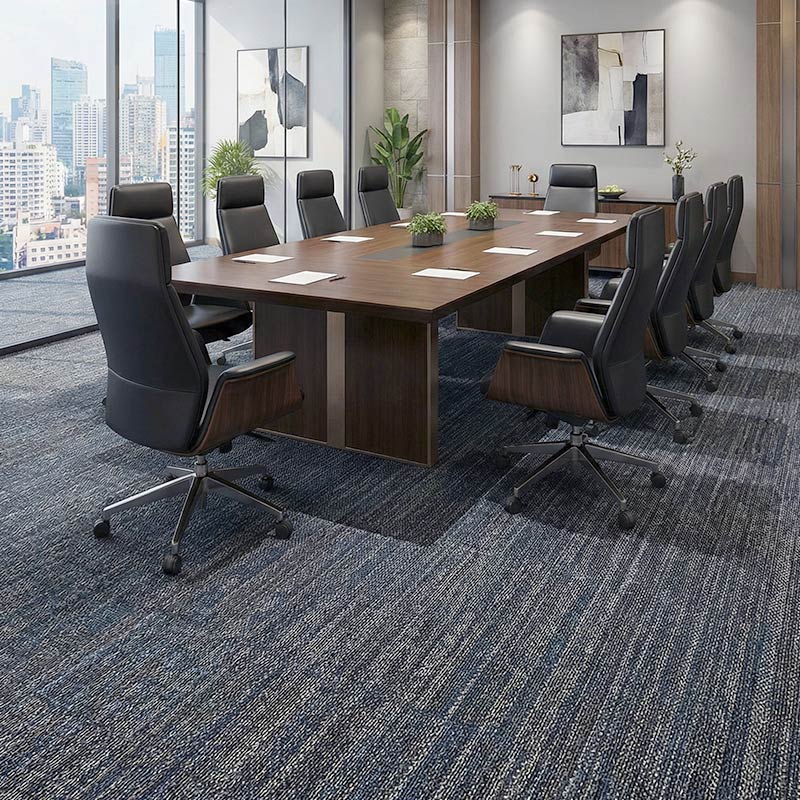 british carpet mills blue patterend carpet tiles in boardroom