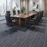 british carpet mills blue patterend carpet tiles in boardroom