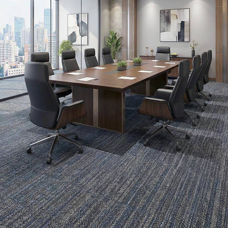 british carpet mills blue patterend carpet tiles in boardroom