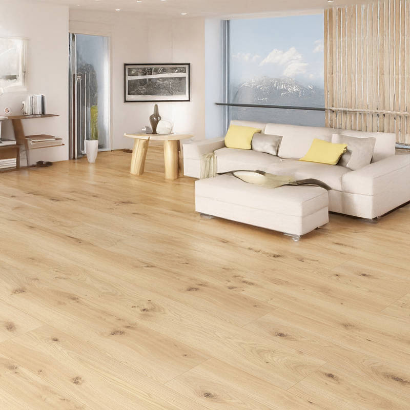 gerbur prime camel oak beige laminate flooring in lounge