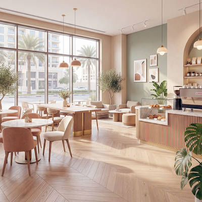 RP Chevron Cedarstone 11 Engineered Wood Flooring Coffeeshop