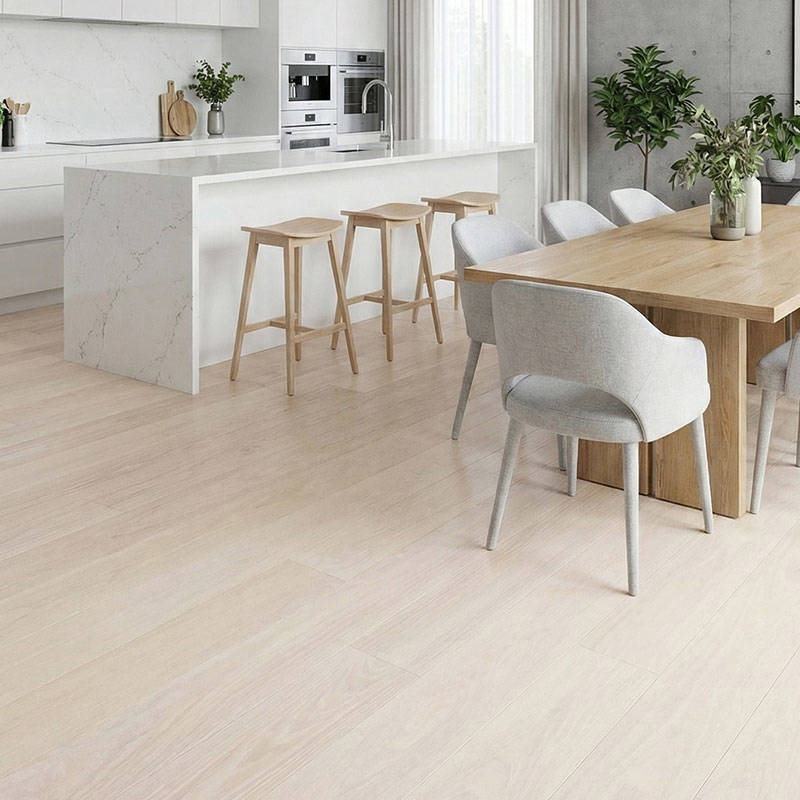 SH Cotton White Engineered Decorum Wood Flooring Kitchen