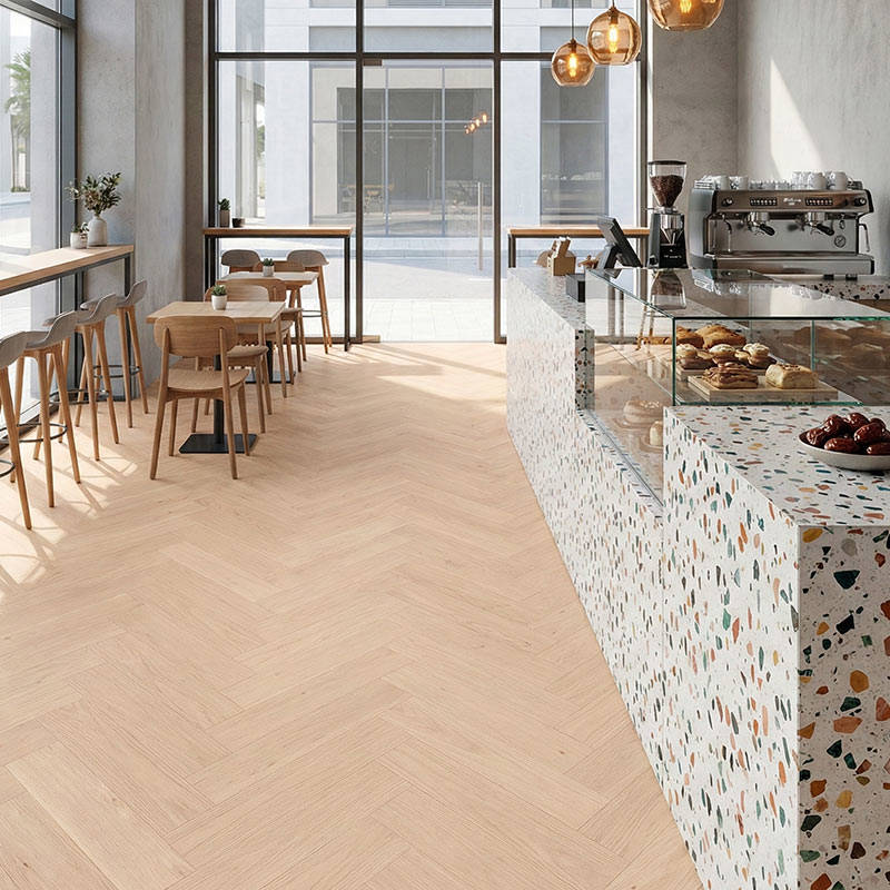 RP Boa Hybrid Herringbone Honeycomb 13 Engineered Wood Flooring Coffee Shop Engineered Wood Flooring