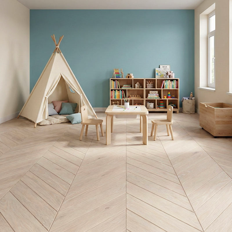 royal parquet chevron classic nordic driftwood parquet flooring in kids play room