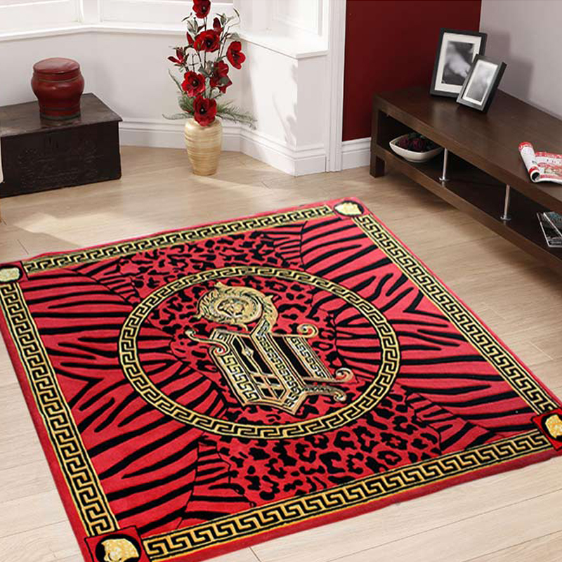 Red Black and Gold Centre Circle Animal Print