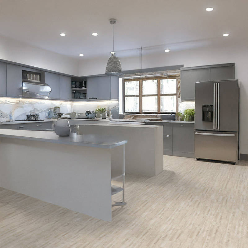 gerbur ultra warm white oak laminate floor in kitchen
