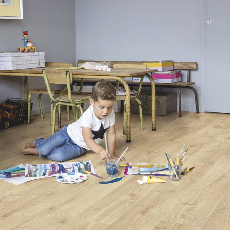 QS Pulse Autumn Oak Light Natural Vinyl Click Flooring Kids Room