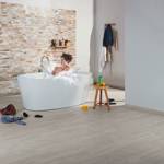 classic oak grey laminate flooring in bathroom