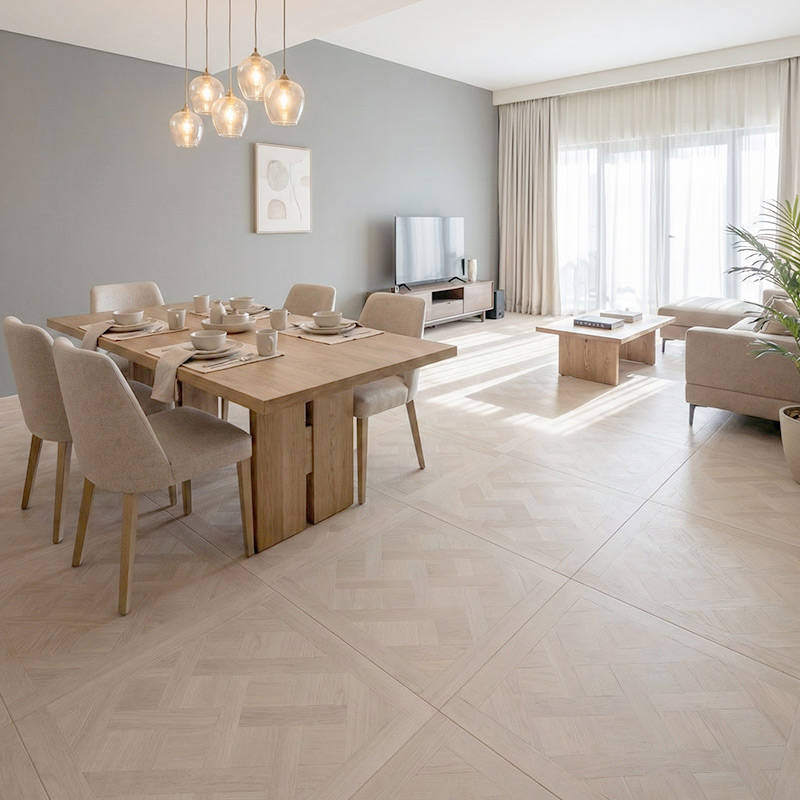 RP Chelsea Square Versailles Steel 22 Parquetry Wood Flooring Cafe Dinning Living Room
