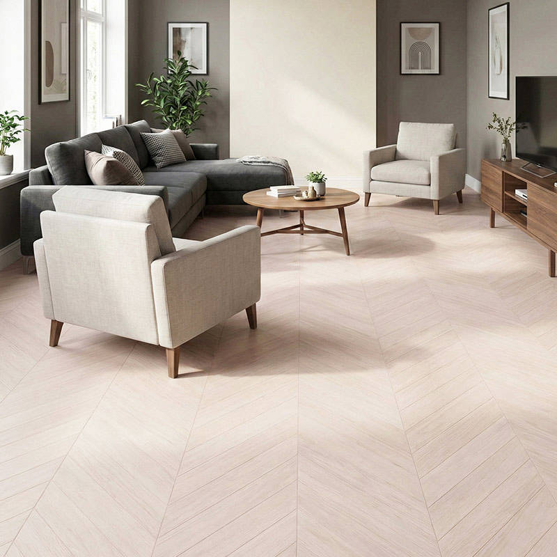 RP Chevron Classic Mist 07 Parquet Wood Flooring Livingroom