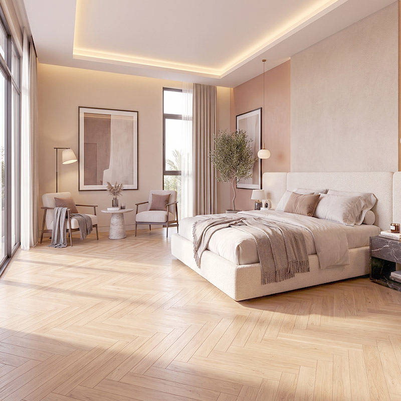 RP Herringbone Honeycombe 13 Engineered Wood Flooring Bedroom