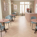 RP Chevron Butterscotch 19 Engineered Wood Flooring Coffee Shop