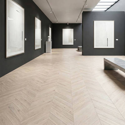 royal parquet chevron classic linen wood parquet flooring in art gallery
