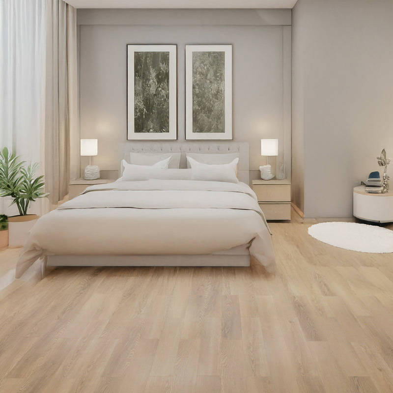 Desert Grey Oak Vinyl Click Herringbone Bedroom