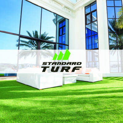 standard turf logo imposed over artificial grass lawn