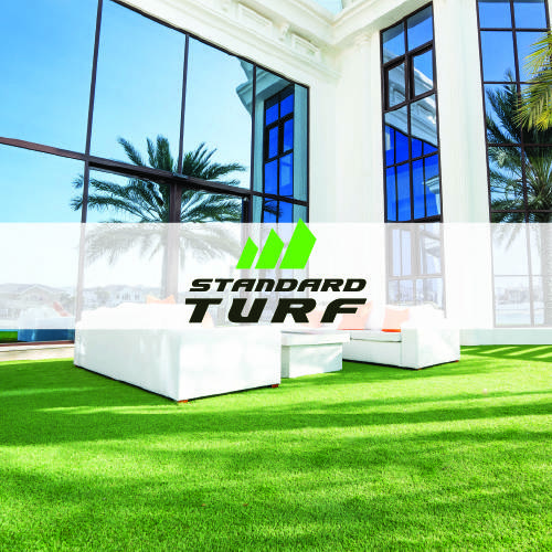 standard turf logo imposed over artificial grass lawn