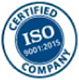blue and white iso certified logo